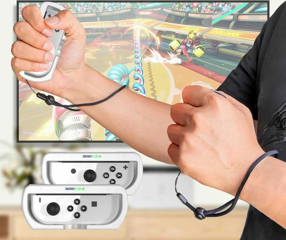jys 2x Vairas + Laikiklis 2w1 Do Nintendo Switch Oled I Nintendo Switch / Baltas