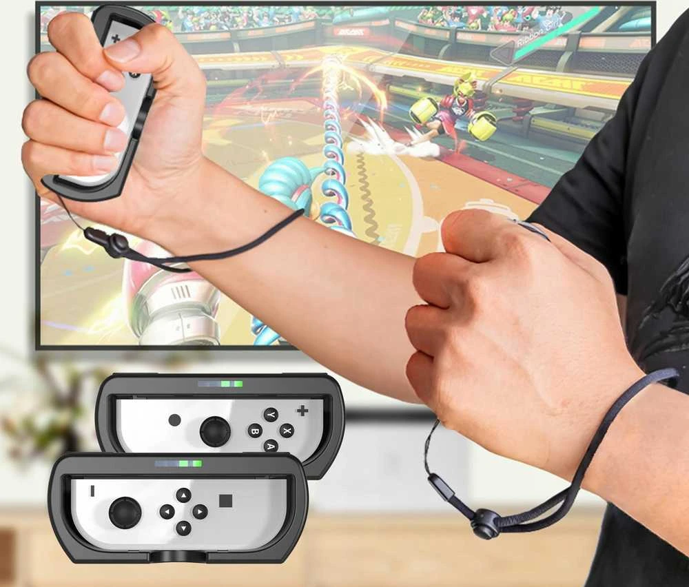 jys 2x Vairas + Laikiklis 2w1 Do Nintendo Switch Oled I Nintendo Switch / 2x Juodas
