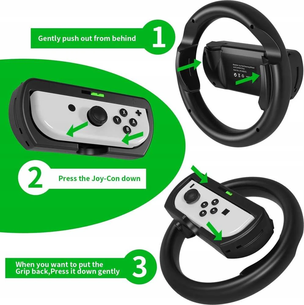 jys 2x Vairas + Laikiklis 2w1 Do Nintendo Switch Oled I Nintendo Switch / 2x Juodas