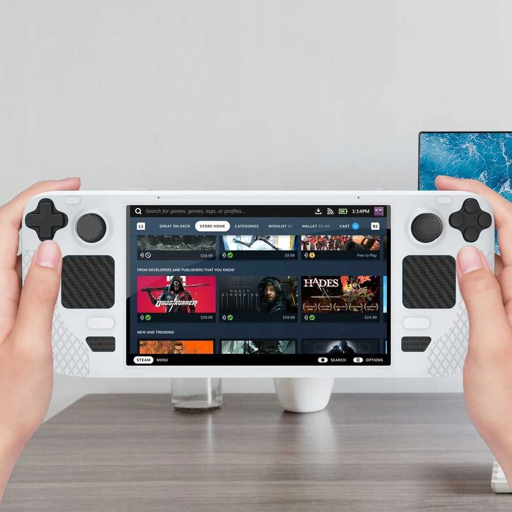 JYS Futerał Dėklas Dėklas + Osłony Gumki Na Przyciski do Steam Deck JYS-SD011 Baltas (SB7317)