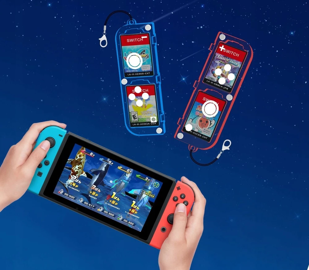 jys Pudełko Dėklas Case Futerał Obudowa Box Na žaidimų kortelėm skirtų Nintendo Switch Oled / Transparentny Mėlynai-raudona