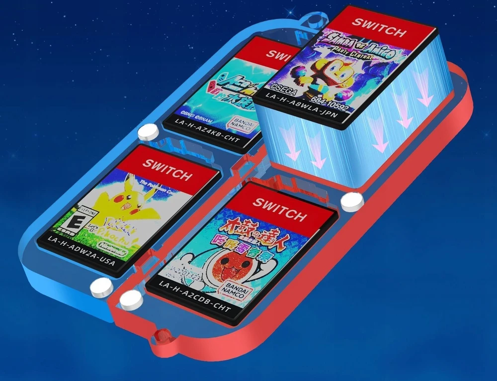 jys Pudełko Dėklas Case Futerał Obudowa Box Na žaidimų kortelėm skirtų Nintendo Switch Oled / Transparentny Mėlynai-raudona