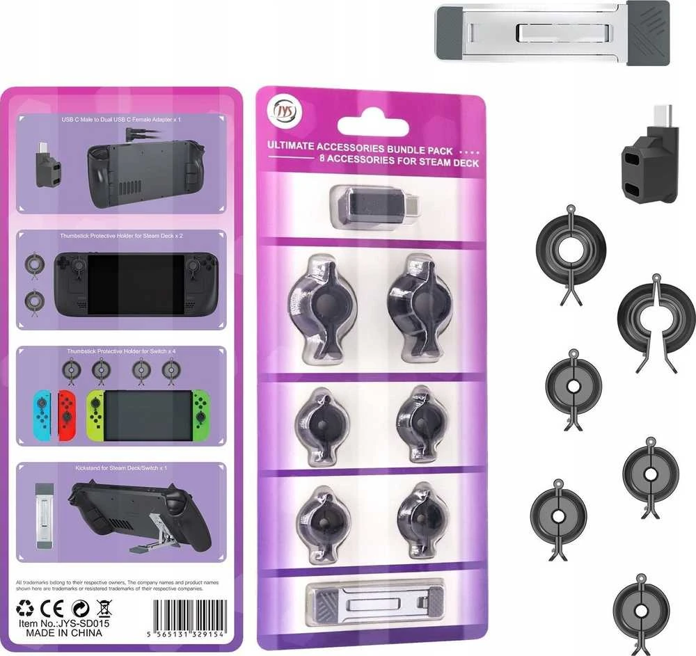 JYS Rinkinys do Steam Deck / Nintendo Switch OLED / Osłony na Joystick + Adapteris na 2x Type-C + Stojak JYS-SD015 (SB7540)