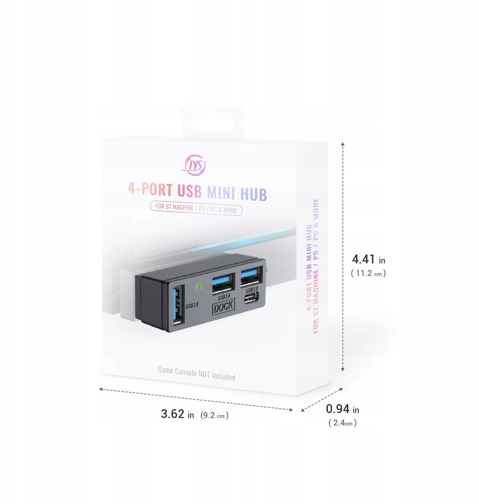„JYS Hub“ adapteris „JYS-SDM007-V2“ 4 viename USB 3.0 3x USB-A 1x USB-C 5 Gb/s, skirtas PS5 / PC Steam Machine (SB11944)