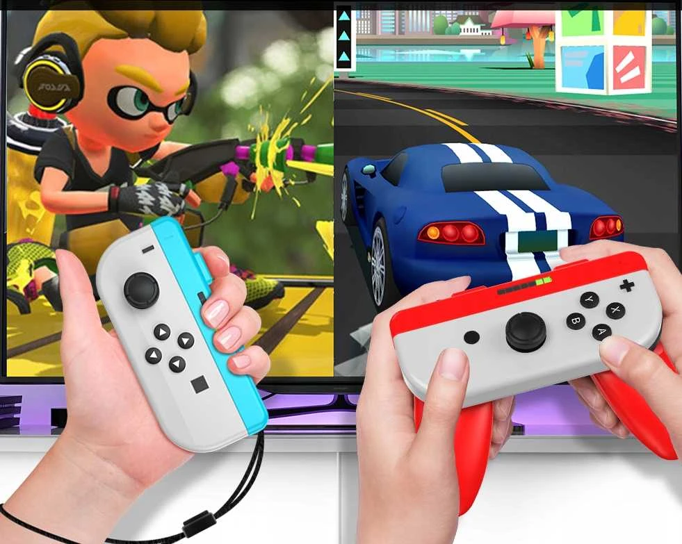 jys 2x Handgrip Uchwyty Joy-cony Nintendo Switch Oled / Ns226 / Mėlyna-raudona