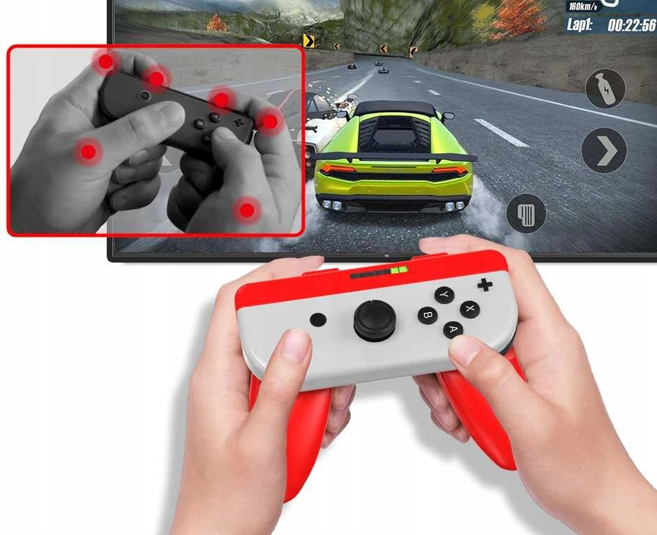jys 2x Handgrip Uchwyty Joy-cony Nintendo Switch Oled / Ns226 / Mėlyna-raudona