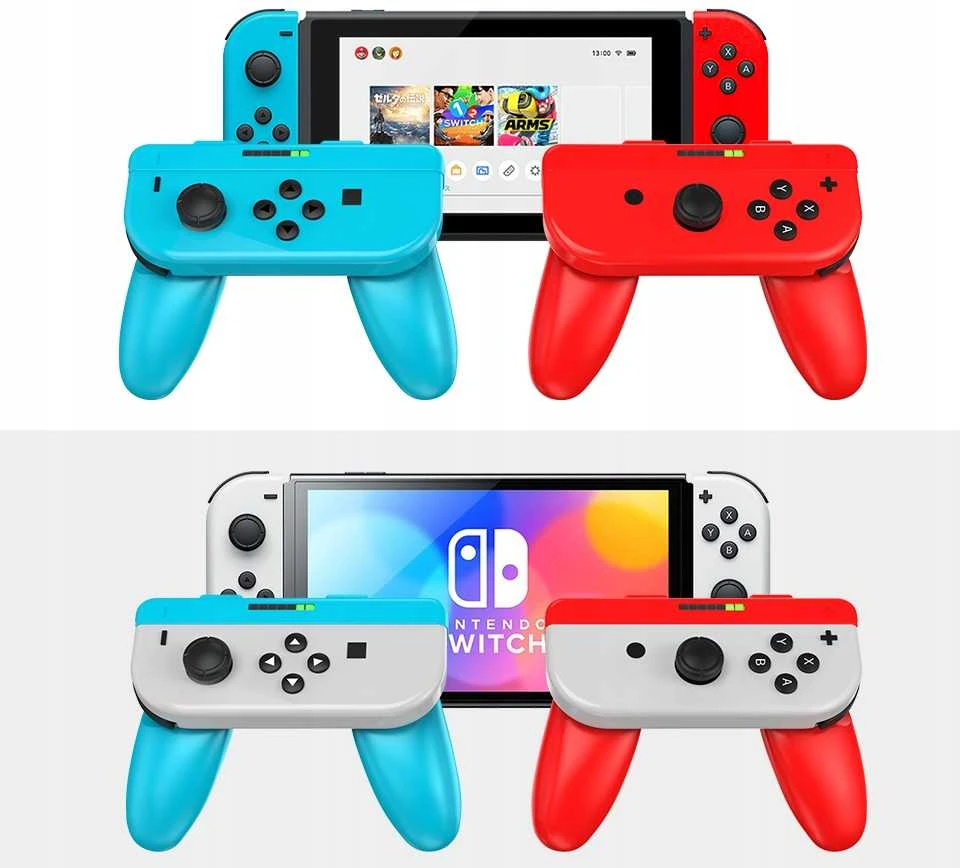 jys 2x Handgrip Uchwyty Joy-cony Nintendo Switch Oled / Ns226 / Mėlyna-raudona