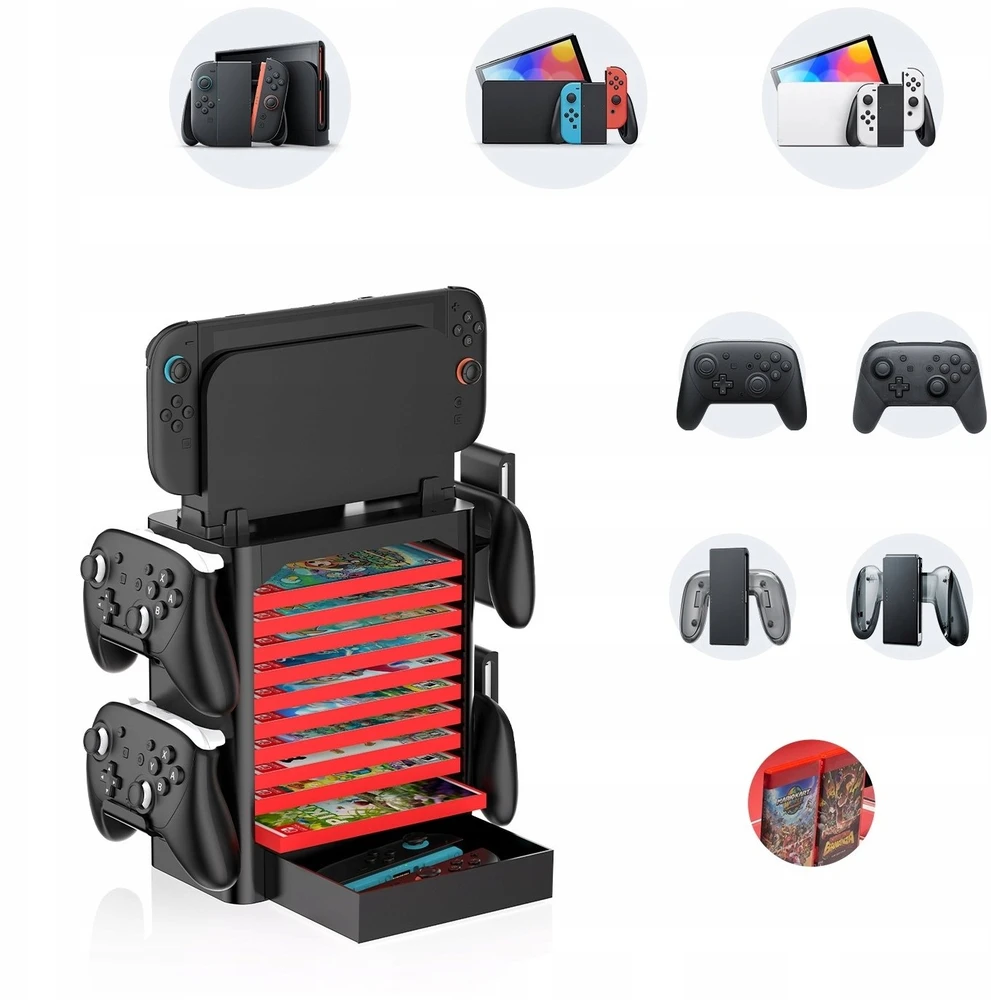 JYS organizatoriaus stovas, skirtas Nintendo Switch 2 NS2 OLED žaidimų pultams JYS-NS153B-V2, juodas (SB11526)