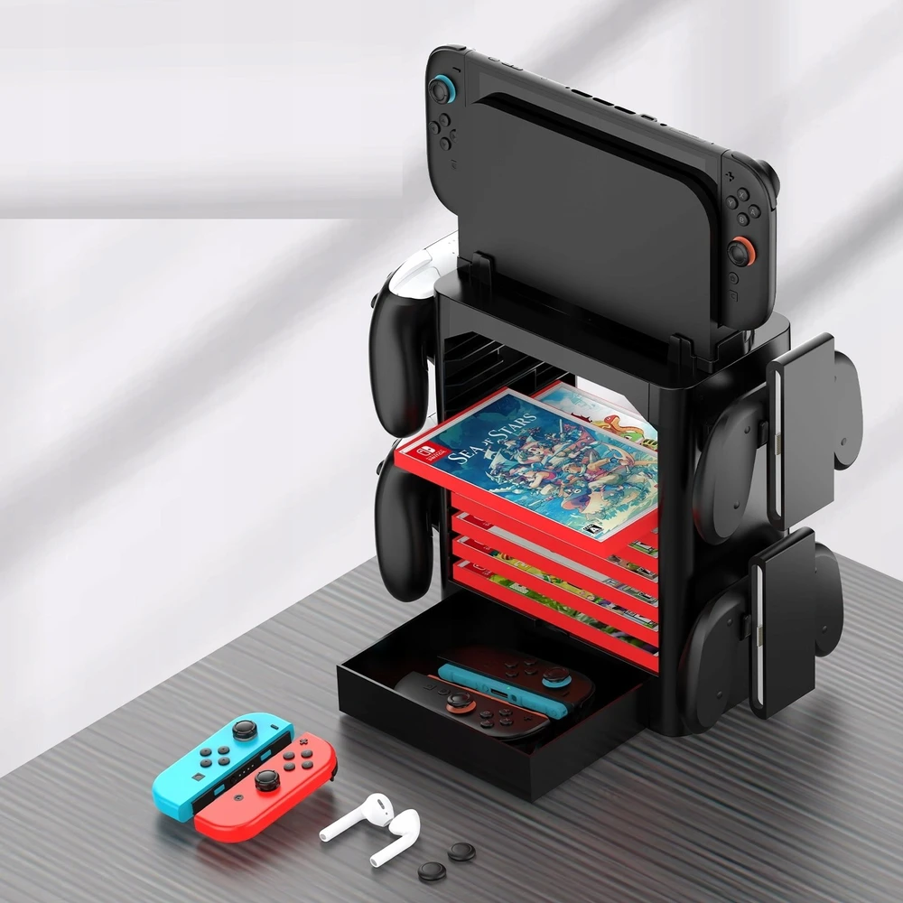 JYS organizatoriaus stovas, skirtas Nintendo Switch 2 NS2 OLED žaidimų pultams JYS-NS153B-V2, juodas (SB11526)
