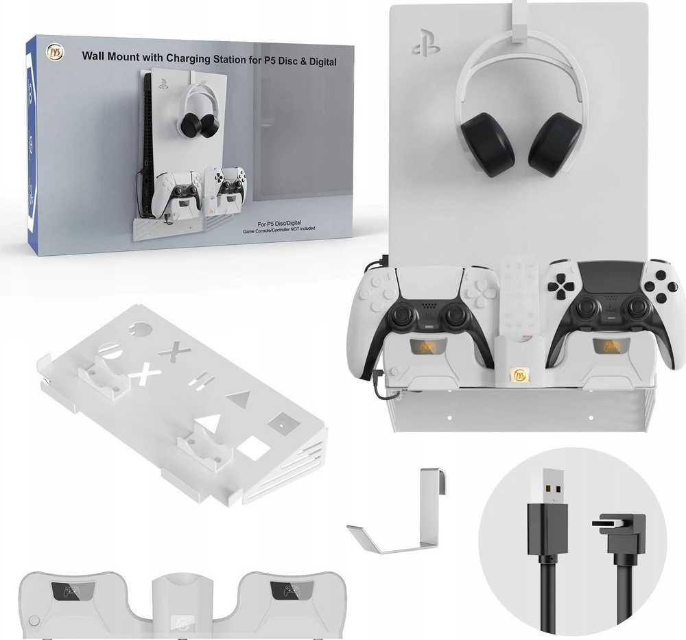 „JYS“ sieninis laikiklis + 2 viename įkroviklis, skirtas „Sony PlayStation PS5“ / „PS5“ (PS5181)