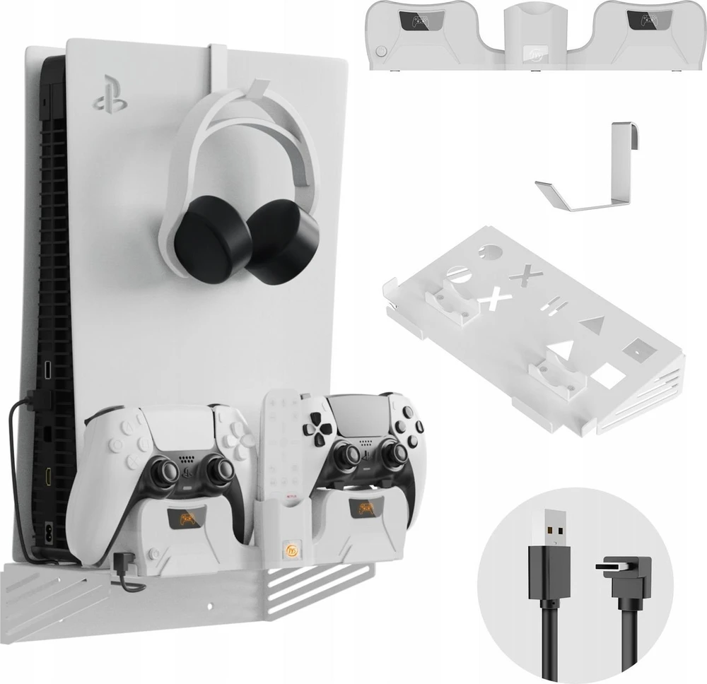 „JYS“ sieninis laikiklis + 2 viename įkroviklis, skirtas „Sony PlayStation PS5“ / „PS5“ (PS5181)