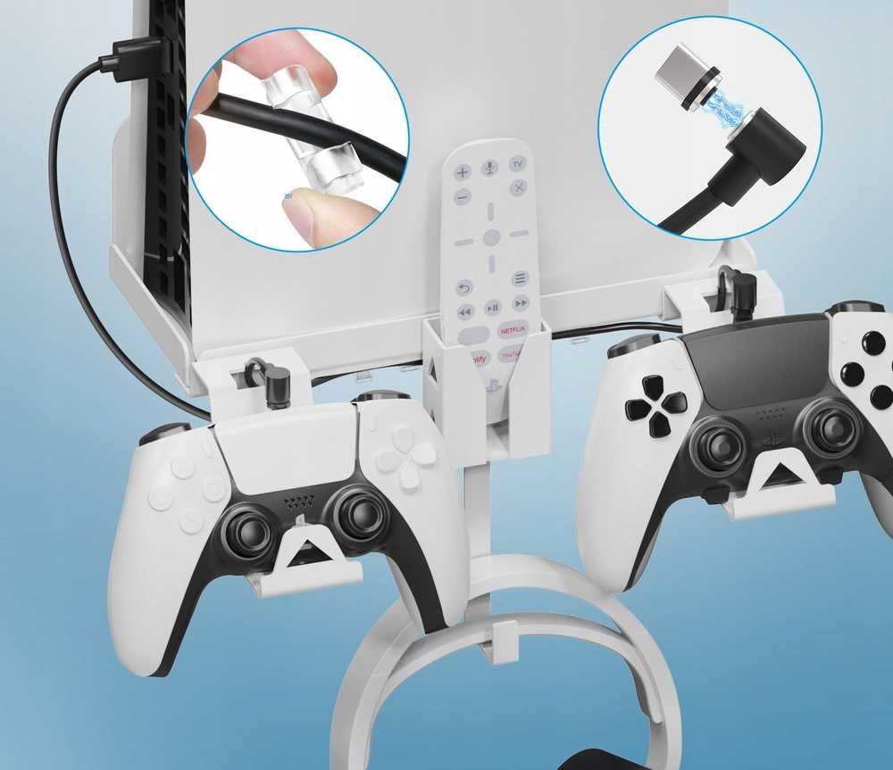 JYS Sieninis laikiklis pakabukas JYS-P5177 PlayStation 5 PS5 Slim + kabelis 2in1 (SB8847)