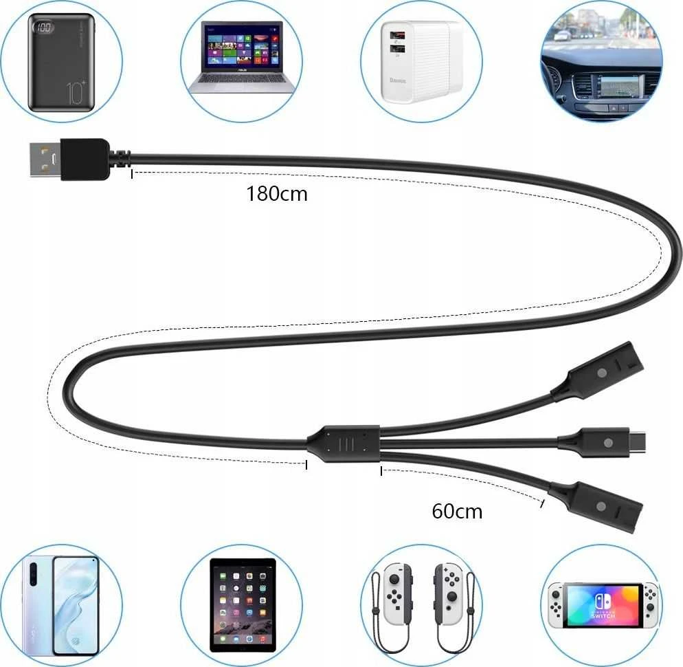 Kabelis Įkroviklis Usb-c + 2x Joy-con Nintendo Switch / Jys-ns190