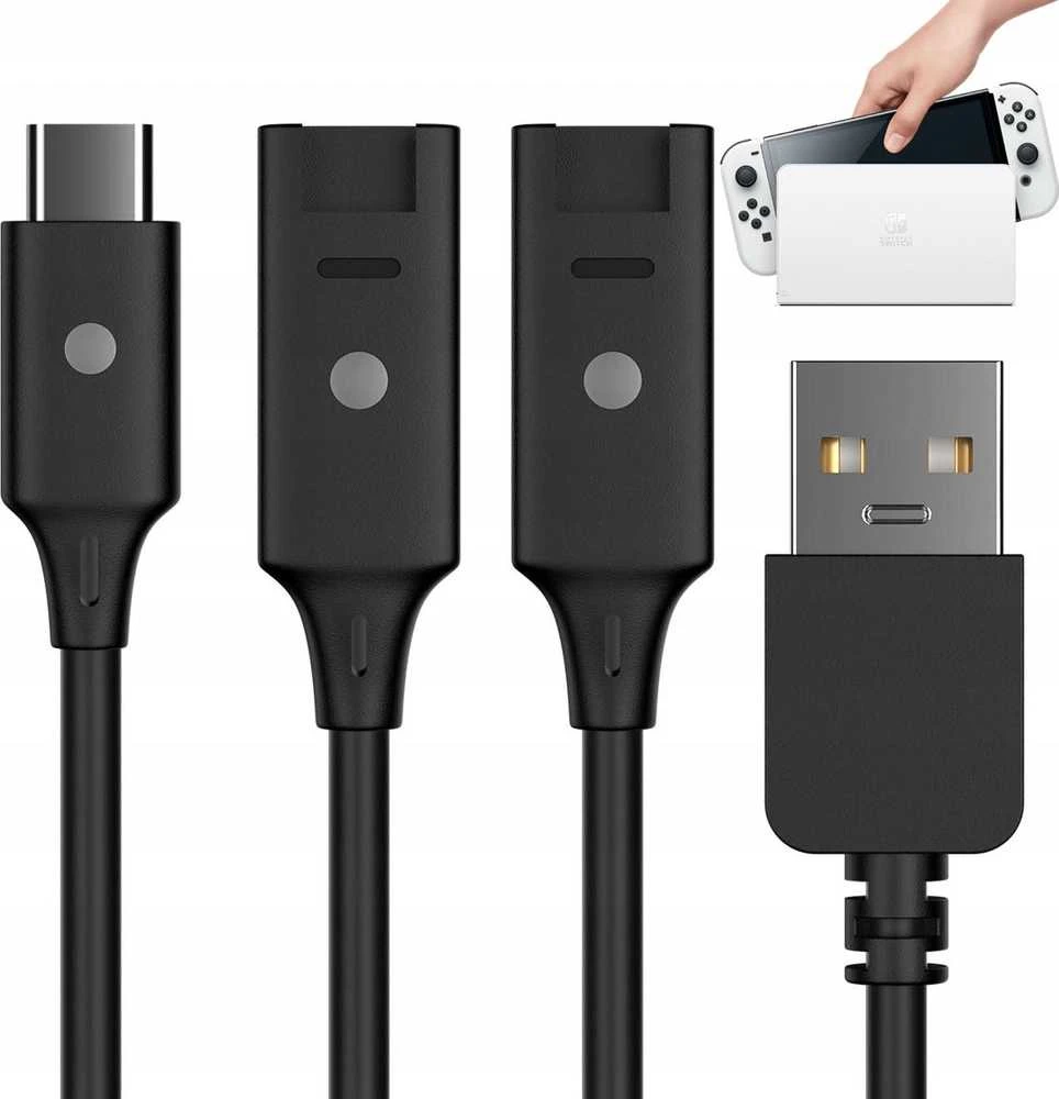 Kabelis Įkroviklis Usb-c + 2x Joy-con Nintendo Switch / Jys-ns190