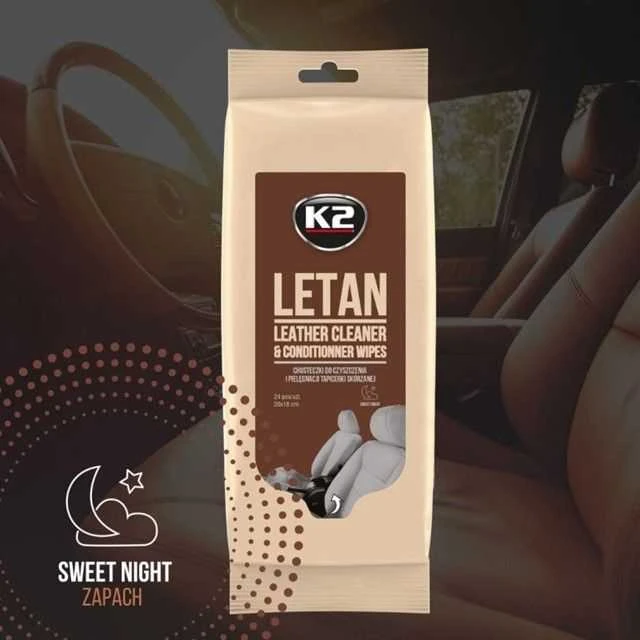 Melle K2 SERVETĖLĖS ODINIAMS APMUŠALAMS, KVAPAS SWEET NIGHT LETAN WIPES 24vnt.