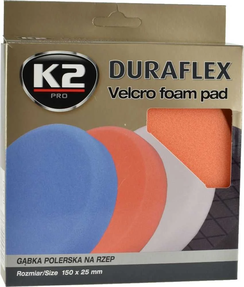 Melle K2 VIDUTINIO AŠTRUMO KEMPINĖ, KIETA. DURAFLEX – ORANŽINĖ POLIRAVIMO KEMPINĖ SU VELCRO