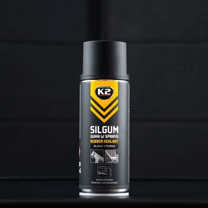 Melle K2 GUMINĖ DANGA PURŠKIAMA SILGUM juoda 400 ML