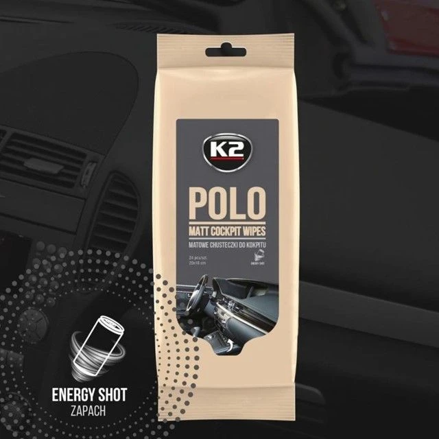 Melle K2 MATINĖS SERVETĖLĖS PRIETAISŲ SKYDELIUI ENERGY SHOT POLO Matinis WIPES 24 VNT.