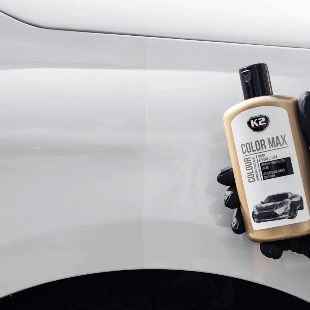 Melle K2 COLOR MAX SPALVĄ ATSTATANTIS VAŠKAS SUTEIKIA BLIZGESIO IR APSAUGO Baltas 250ML
