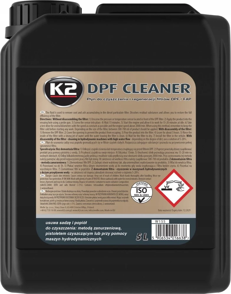 Melle K2 SKYSČIAI DPF/FAP FILTRŲ VALYMUI IR REGENERACIJAI CLEANER 5L