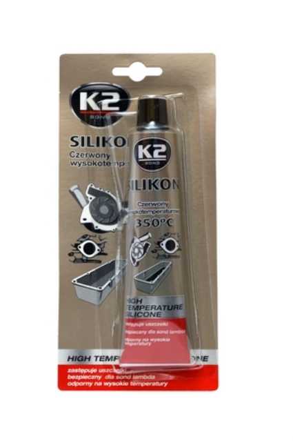Melle K2 SILIKON RAUDONAS 85G AUKŠTATEMPERATŪRIS +350°C, SKYSTAS TARPIKLIS
