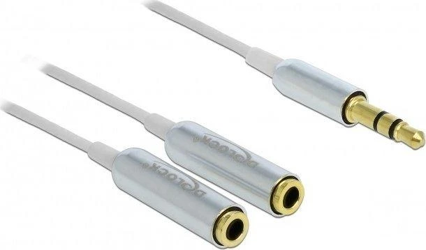 DELOCK Kabelio garso stereo lizdas vyriškas 3,5 mm 3 kontaktas > 2 x stereo lizdas, 3,5 mm 3 kontaktas 25 cm