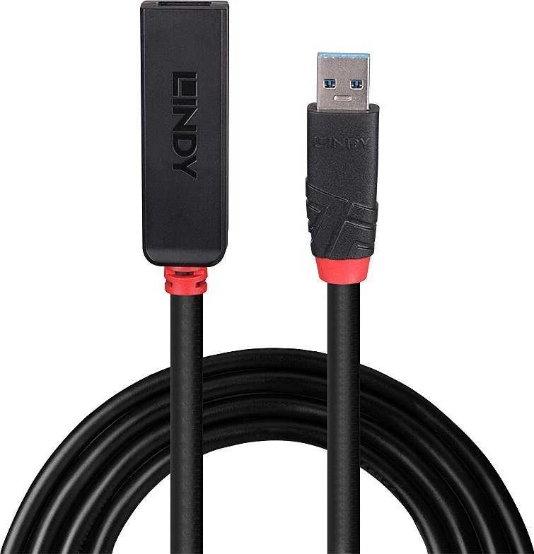 USB Prailginimo Laidas - LINDY USB 3.0 Aktyvus Prailginimo Laidas, M/F, 5 Gbps, 3 m, Juodas