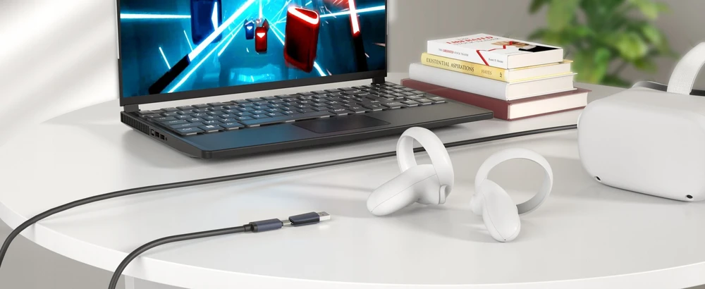 2in1 USB-C USB-A kabelis, 5 m ilgio, 5 Gbps perdavimo sparta, skirtas „Meta Quest 3 2 Pro Pico4“ / „C101“