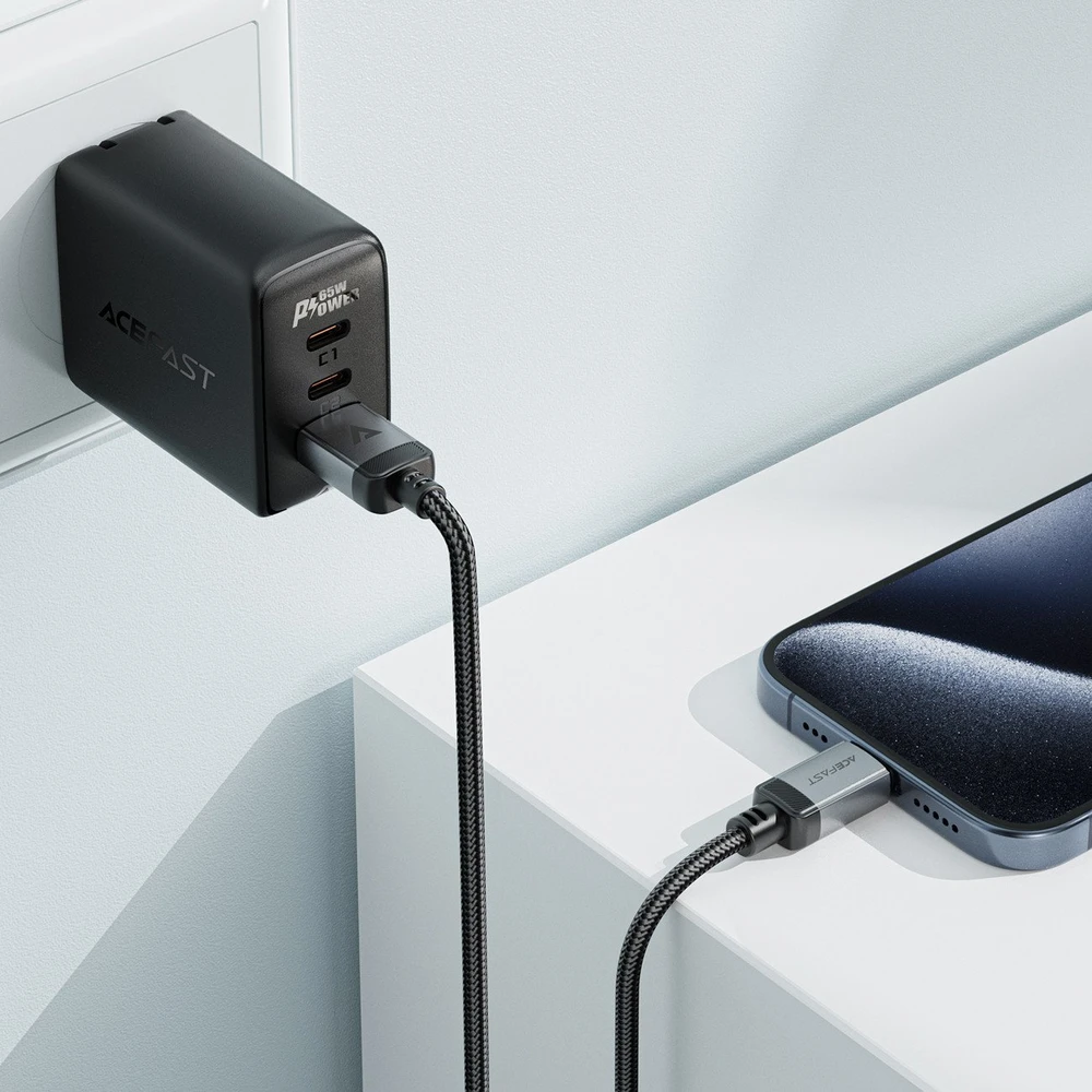 Acefast C20-04 USB-A – USB-C laidas 480Mb/s 3A 1.2m – Juodas