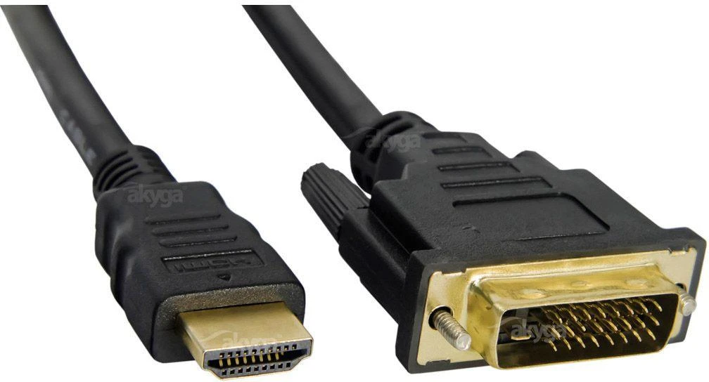 Akyga HDMI į DVI-D 1.8m kabelio jungtys iš arti