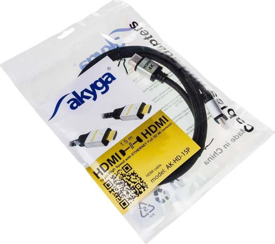 HDMI laidas Akyga AK-HD-15P mesh PRO serija ver. 2.0 1.5m