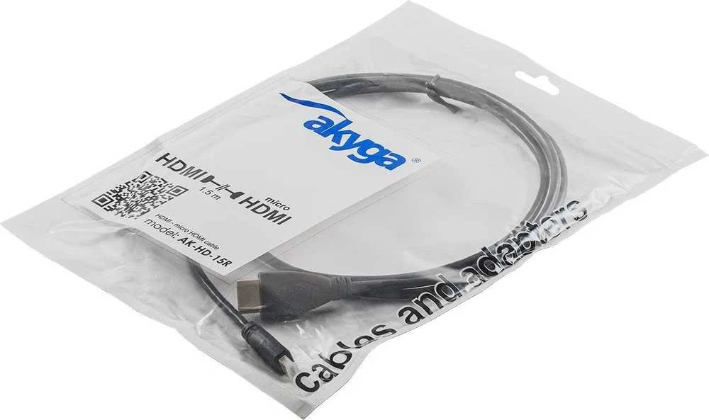 Kabelis MicroHDMI - HDMI Akyga AK-HD-15R 1.5m