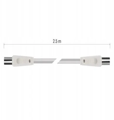 Kabelis TV antenai RF, 2.5m, kištukas - lizdas, baltas EMOS