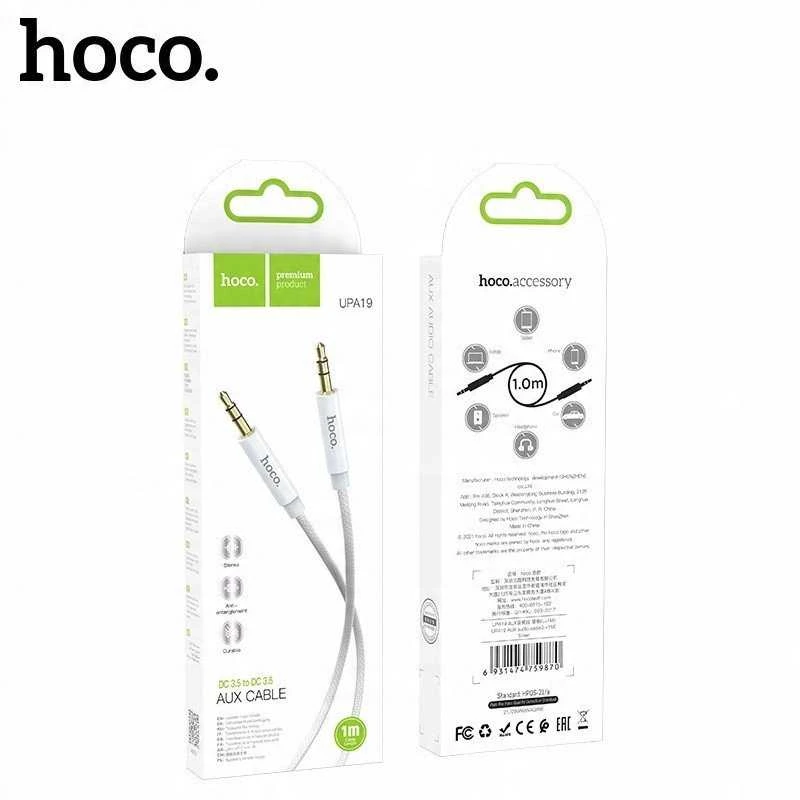 Kabelis AUX lizdas 3,5 mm į 3,5 mm lizdą Hoco 1 m UPA19 sidabrinis