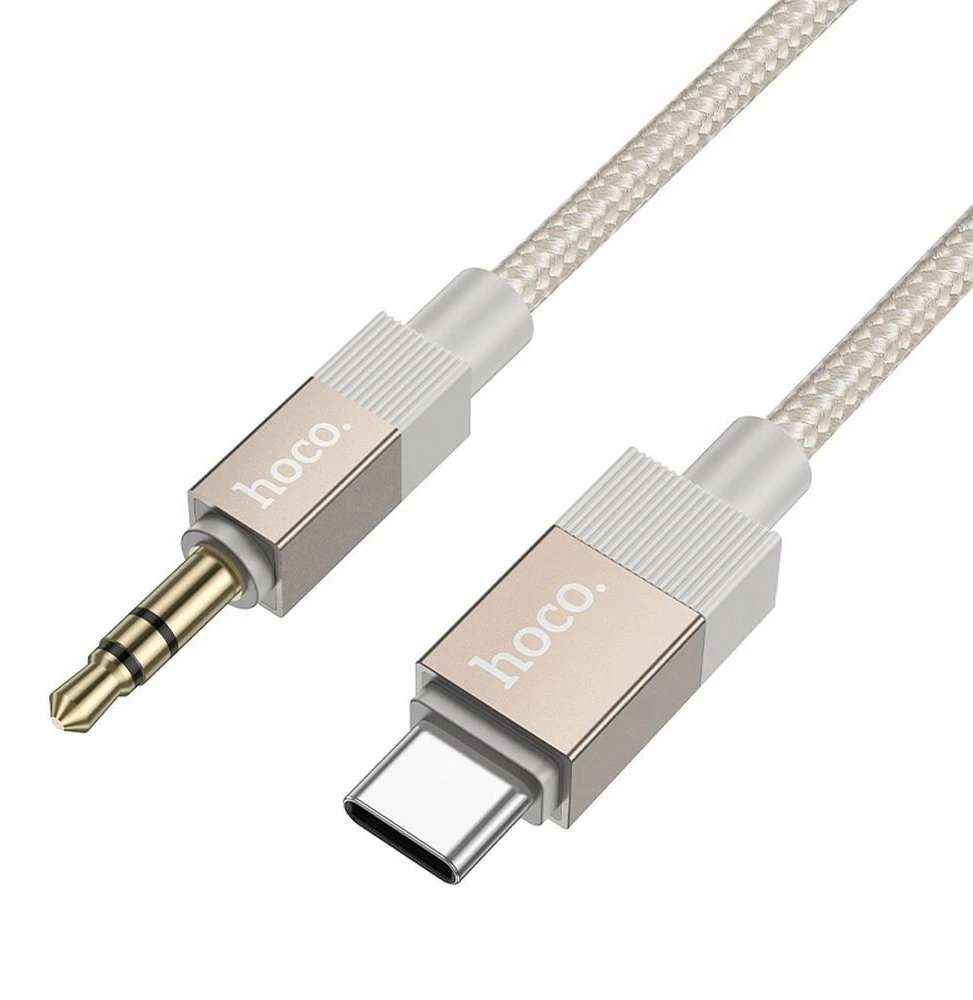 Kabelis AUX Jack 3,5 mm (kištukas) į USB C (kištukas) Hoco 1 m UPA32B auksinis