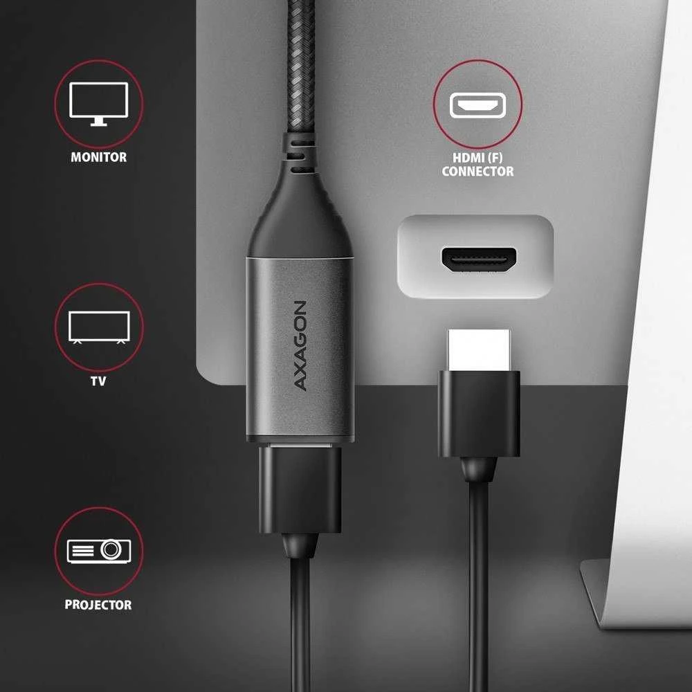 AXAGON | Aktyvus keitiklis | USB-C į HDMI | 0,25 m