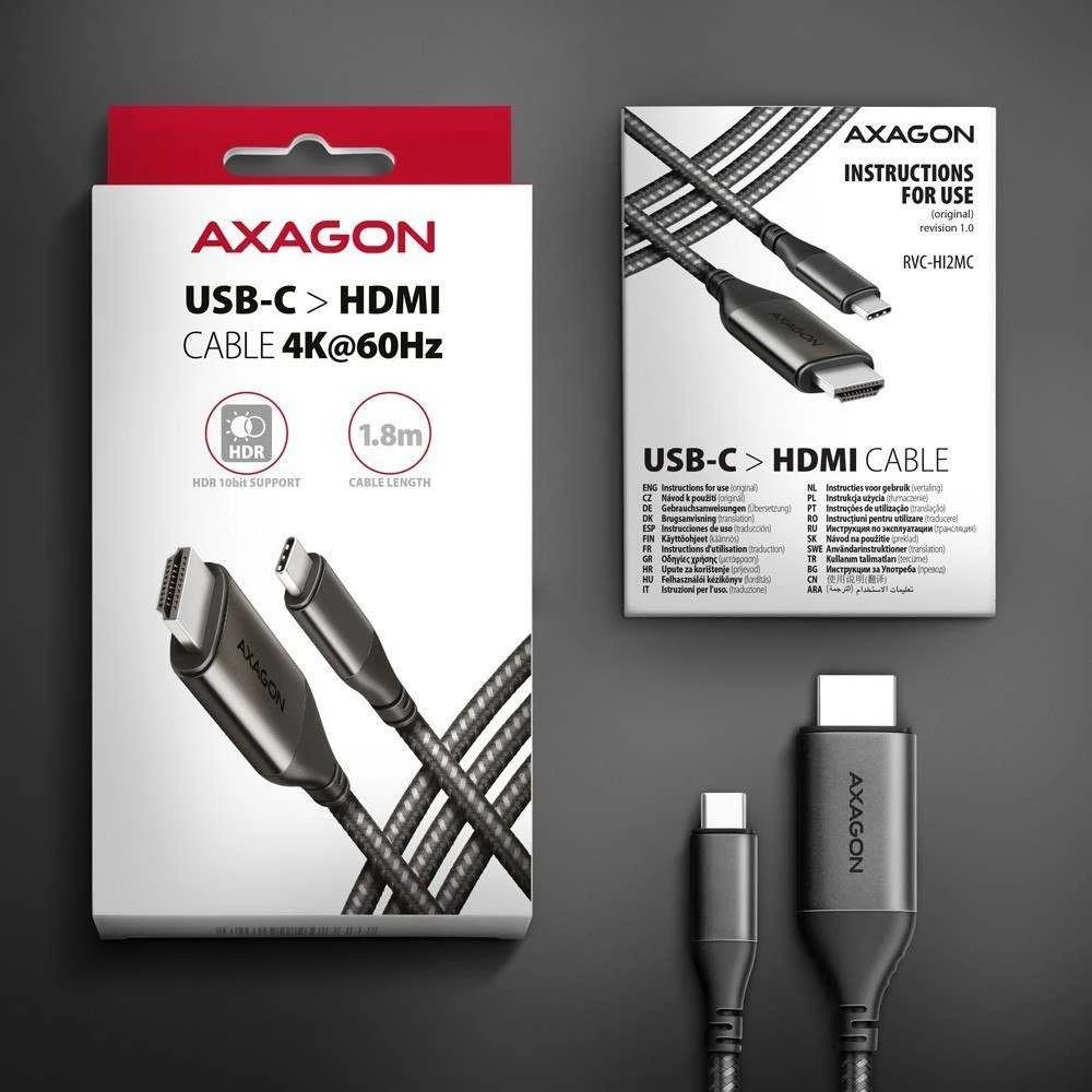 AXAGON | Aktyvus keitiklis | USB-C į HDMI | 1,8 m