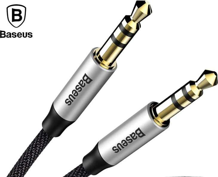 Baseus Yiven 3.5mm AUX kabelis 1m - Juodas / Sidabrinis