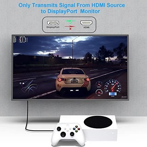 BENFEI HDMI į DisplayPort laidas 4K 60Hz 2K 144Hz 1080P 165Hz vienkryptis 1.8 m pilkas