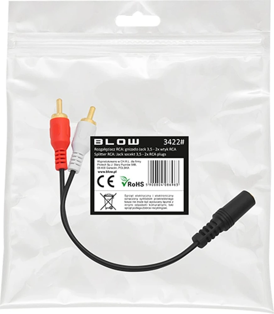 Blow RCA skirstytuvas su 3.5mm lizdu pakuotėje