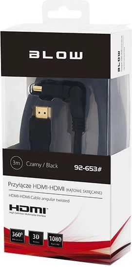 BLOW 92-653 BLOW HDMI-HDMI Juodas 2.0 4K kampas 3m