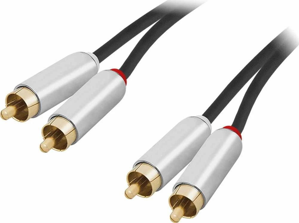 2xRCA laidas su metaliniais antgaliais
