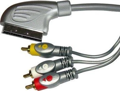 SCART į 3x RCA kabelis su ašaros formos jungtimis