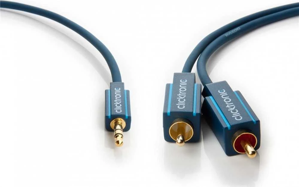 Kabelis Clicktronic Jack 3.5mm - RCA (Cinch) x2 7.5m tamsiai mėlyna (JAB-1339077)