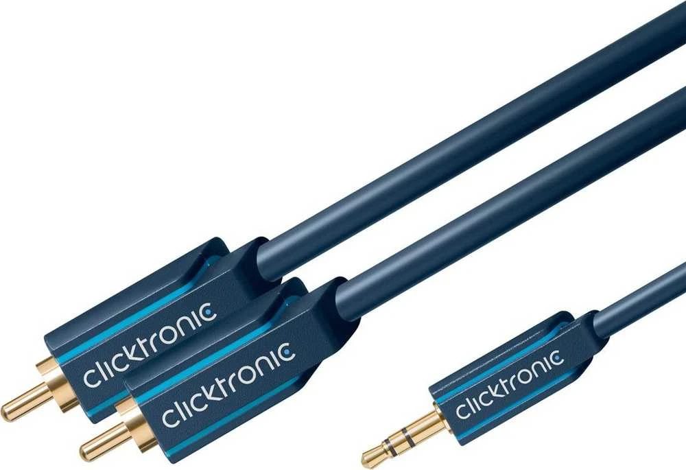 Kabelis Clicktronic Jack 3.5mm - RCA (Cinch) x2 7.5m tamsiai mėlyna (JAB-1339077)
