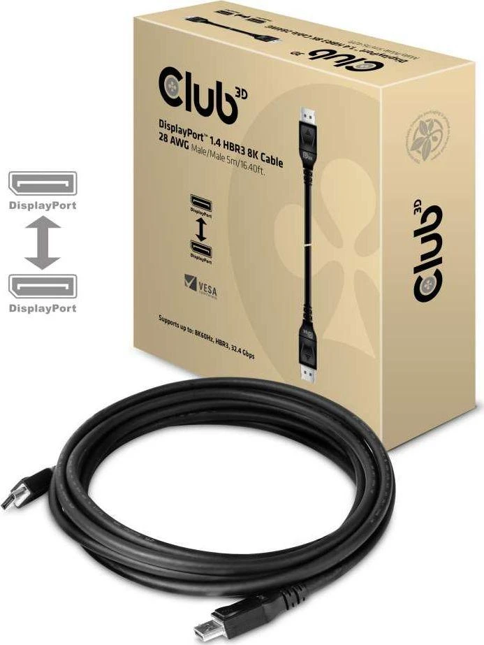 Club 3D DisplayPort 1.4 kabelis pakuotėje
