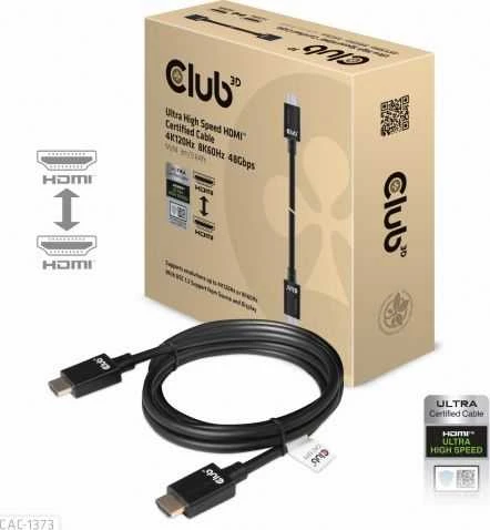 Club 3D Club3D CAC-1373 itin didelės spartos HDMI kabelis 10K 120Hz 48Gbps HDMI 2.1 Vyriškas ir Vyriškas 3 m, padengtas juodu auksu