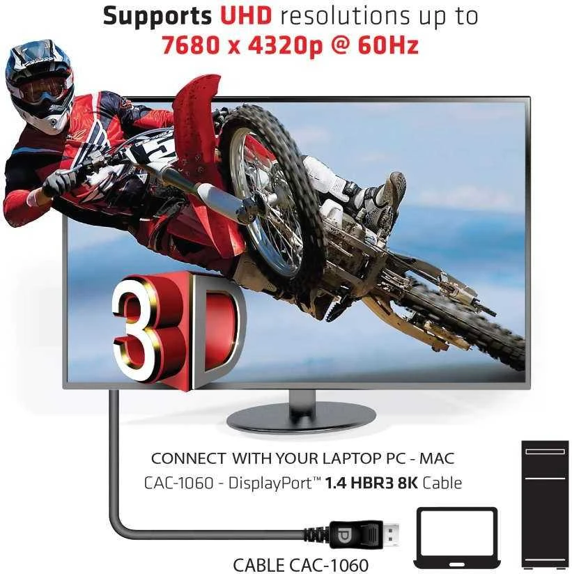 CLUB 3D DP 1.4 HBR3 8K60Hz M/M 3M