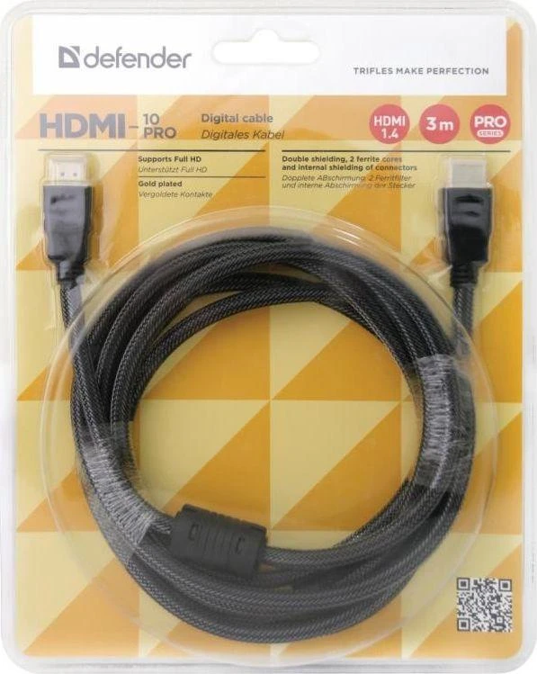 DEFENDER Skaitmeninis kabelis HDMI-10PRO HDMI M-M ver1.4 3m