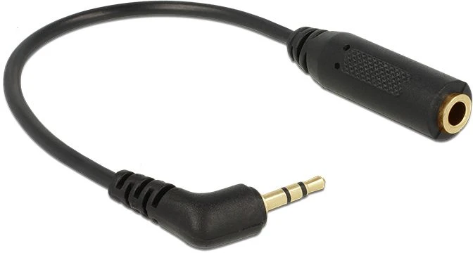 ADAPTERIS MICROJACK 2.5MM(M) 3PIN->MINIJACK 3.5MM(F) 3PIN ant kabelio 17.5CM Juodas DELOCK